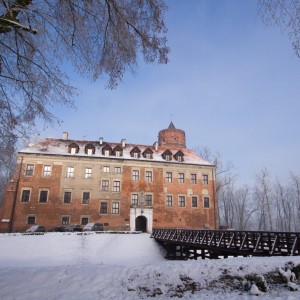 Castle in Uniejów in winter